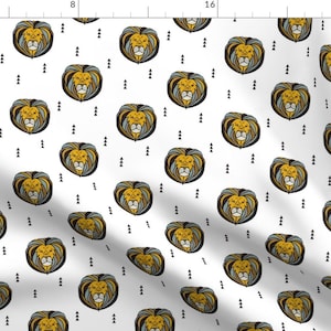 Lion Head Fabric - Lion // Young And Brave By Littlearrowdesign - Lion Head Nursery Decor Cotton Fabric By The Yard With Spoonflower