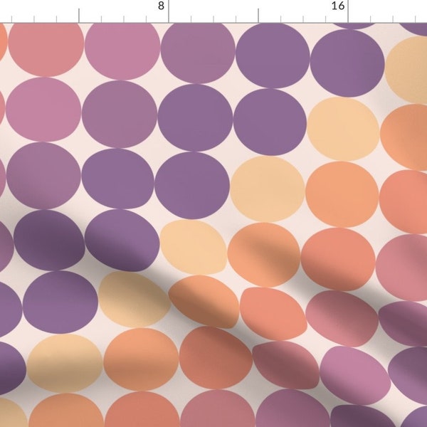 Purple Polka Dots Fabric - Plum Dots by circa78designs - Retro 70s Rainbow Nostalgia 1970s Geometric Fabric by the Yard by Spoonflower