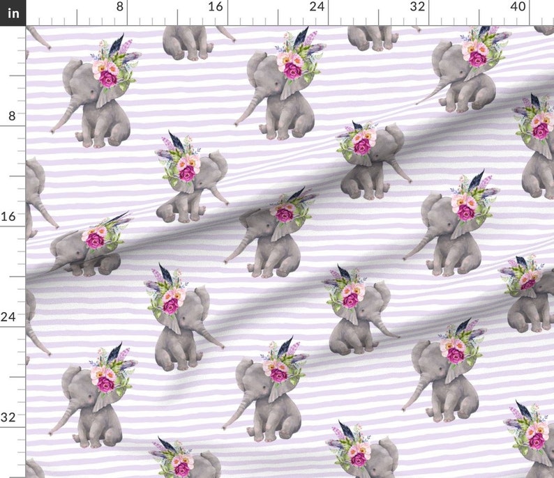 Elephant Nursery Fabric 14 Boho Lilac Elephant Lilac Etsy