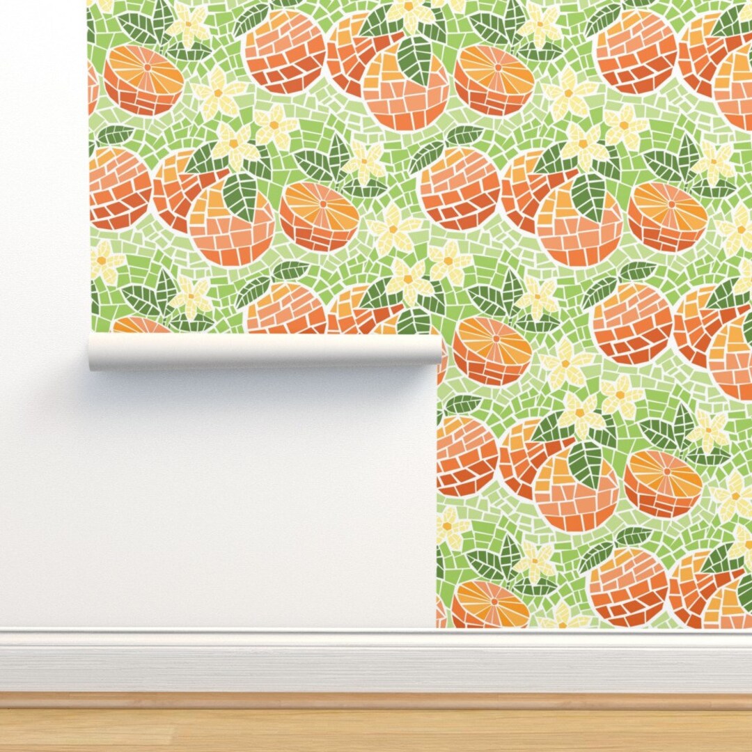 Mosaic Orange Wallpaper Orange Blossom Mosaic by Lisa - Etsy