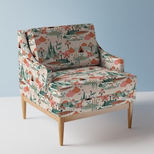 Lake House Upholstery Fabric- Lake Life by wolflingblue - Great Outdoors Autumn Fall Red Orange Green  Fabric By The Yard With Spoonflower