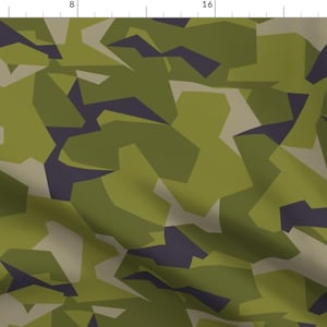 Bright Woodland Camo Fabric - Swedish Woodland Camo Full Scale By Ricraynor - Green Camo Cotton Fabric By The Yard With Spoonflower
