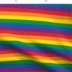 Rainbow Fabric - Rainbow Pride Stripes By Khaus - Rainbow Cotton Fabric By The Yard With Spoonflower