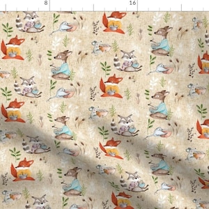 Forest Animals Fabric - Noodle Bowl2 By Gomboc - Neutral Noodles Kids Woodland Animals Nursery Cotton Fabric By The Yard With Spoonflower