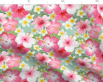 Hibiscus Fabric - Tropical Flora By Sandityche - Tropical Hawaiian Floral Aloha Summer Upholstery Cotton Fabric By The Yard With Spoonflower