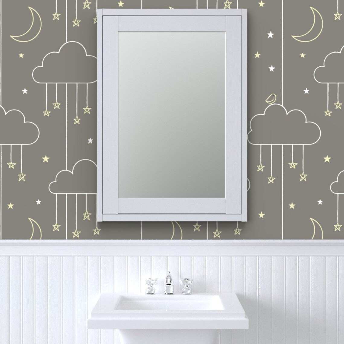 Nursery Clouds Wallpaper Sweet Dreams Chalky by Lellobird Etsy
