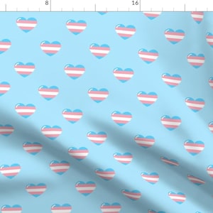 Lgbtqia Fabric - Transgender Pride Hearts Medium by hodgepodgemafia - Trans Queer Pride Pride Month Pink Fabric by the Yard by Spoonflower