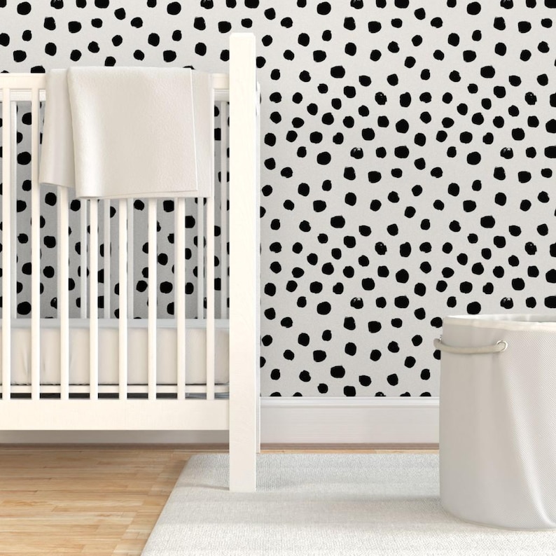 Nursery Wallpaper - Dots Cream Neutral Minimal Animal Spots by Charlotte Winter - Removable Self Adhesive Wallpaper Roll by Spoonflower image 6