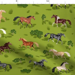 Prancing Horses Fabric - Horses B 8 By Khowardquilts - Horse Nursery Decor Cotton Fabric By The Yard With Spoonflower