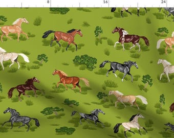 Prancing Horses Fabric - Horses B 8 By Khowardquilts - Horse Nursery Decor Cotton Fabric By The Yard With Spoonflower