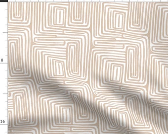 Abstract Geometric Fabric - Contemporary Lines by studio_saturno - Beige Tan Lines Modern Minimal Fabric by the Yard by Spoonflower