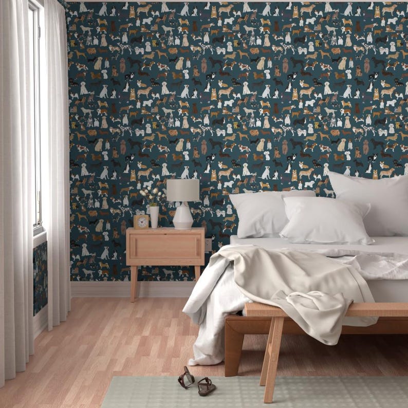 Dogs Wallpaper - Cute Dogs Best Dogs By Petfriendly - Dog Breed Blue Custom Printed Removable Self Adhesive Wallpaper Roll by Spoonflower image 5