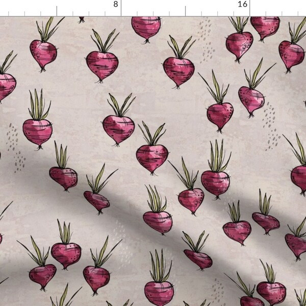 Beets Fabric - Purple Veggies By Mulberry Tree - Root Vegetable Kitchen Decor Beet Cotton Fabric By The Yard With Spoonflower