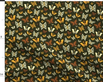 Halloween Fabric - Butterfly Bones by sweetspooldesigns - Bones Spooky Insects Moths  Fabric by the Yard by Spoonflower