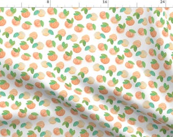May include: A seamless pattern featuring watercolor illustrations of orange fruit with green leaves on a white background.