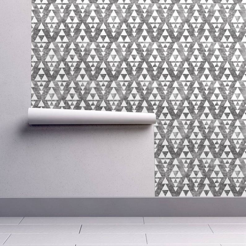 Stacked by Holli Zollinger Geometric Grunge Triangle Wallpaper Custom Printed Removable Self Adhesive Wallpaper Roll by Spoonflower