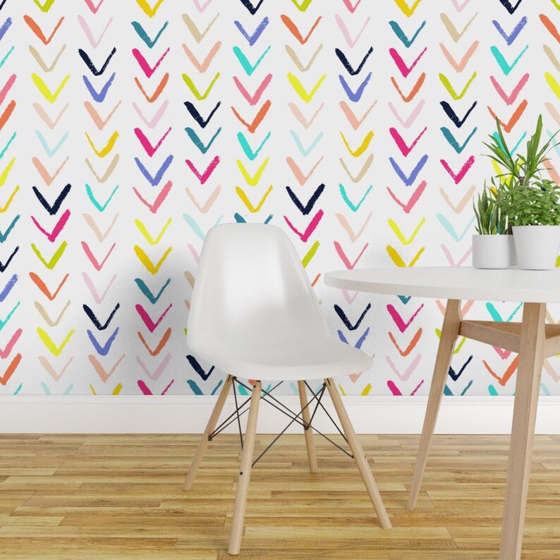 Chevron Wallpaper - Sketchy Arrows Summer Party By Theartwerks - Arrows Custom Printed Removable Self Adhesive Wallpaper Roll by Spoonflower image 1