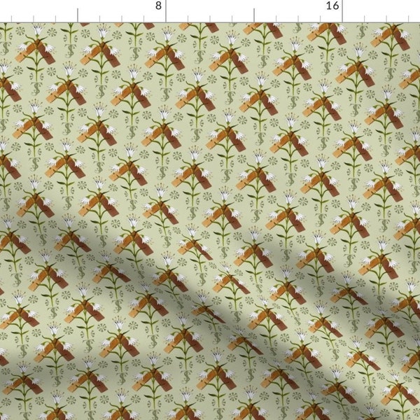 Catholic Fabric - Ite Ad Joseph By Abigailhalpin - Green Brown Floral Home Decor Religious Cotton Fabric By The Yard With Spoonflower