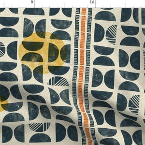 Modern Bauhaus Fabric - Block Print by elebo_designs - Abstract Geometric Block Print Sun Mcm Minimalist Fabric by the Yard by Spoonflower