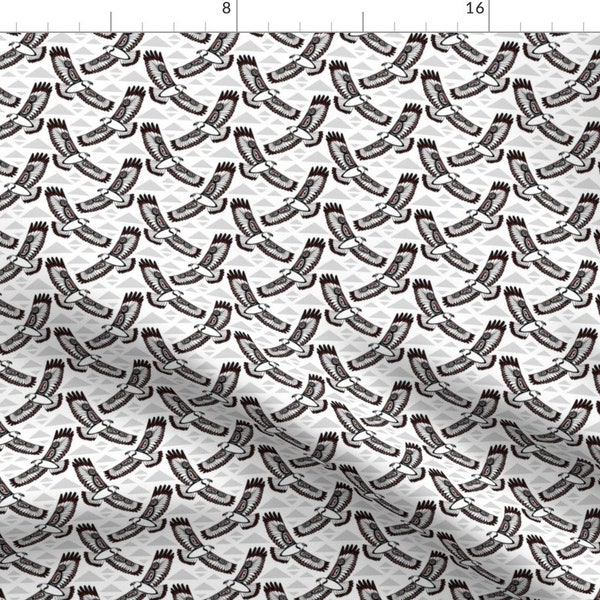 Hawks in Flight Fabric - The Hawk'S Flight By Mia Valdez - Black and White Hawks Home Decor Cotton Fabric By The Yard With Spoonflower