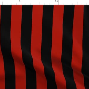 Pirate Fabric - Bold Thick Vertical Stripe Red And Black By Peacoquettedesigns Stripe Halloween - Cotton Fabric By The Yard With Spoonflower