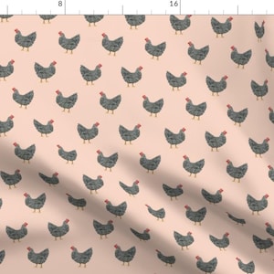 Summer Chickens Fabric - Plymouth Rock Chicken Breed Farm Sanctuary Fabric Blush By Petfriendly - Cotton Fabric by the Yard With Spoonflower