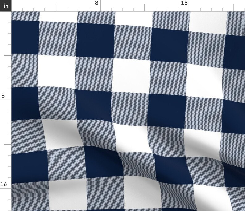 Navy Buffalo Check Fabric Jumbo Plaid 3 Check By Etsy