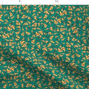Pizza Fabric - Pizza Pattern 3 By Jadegordon - Pizza Green Slice Cheese Pepperoni Pie Trendy Food Cotton Fabric By The Yard With Spoonflower