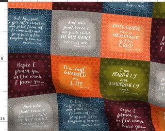 Scripture Quilt Fabric - Bible Verse Baby Quilt By Themadcraftduckie - Whole Cloth Cheater Quilt Cotton Fabric By The Yard With Spoonflower