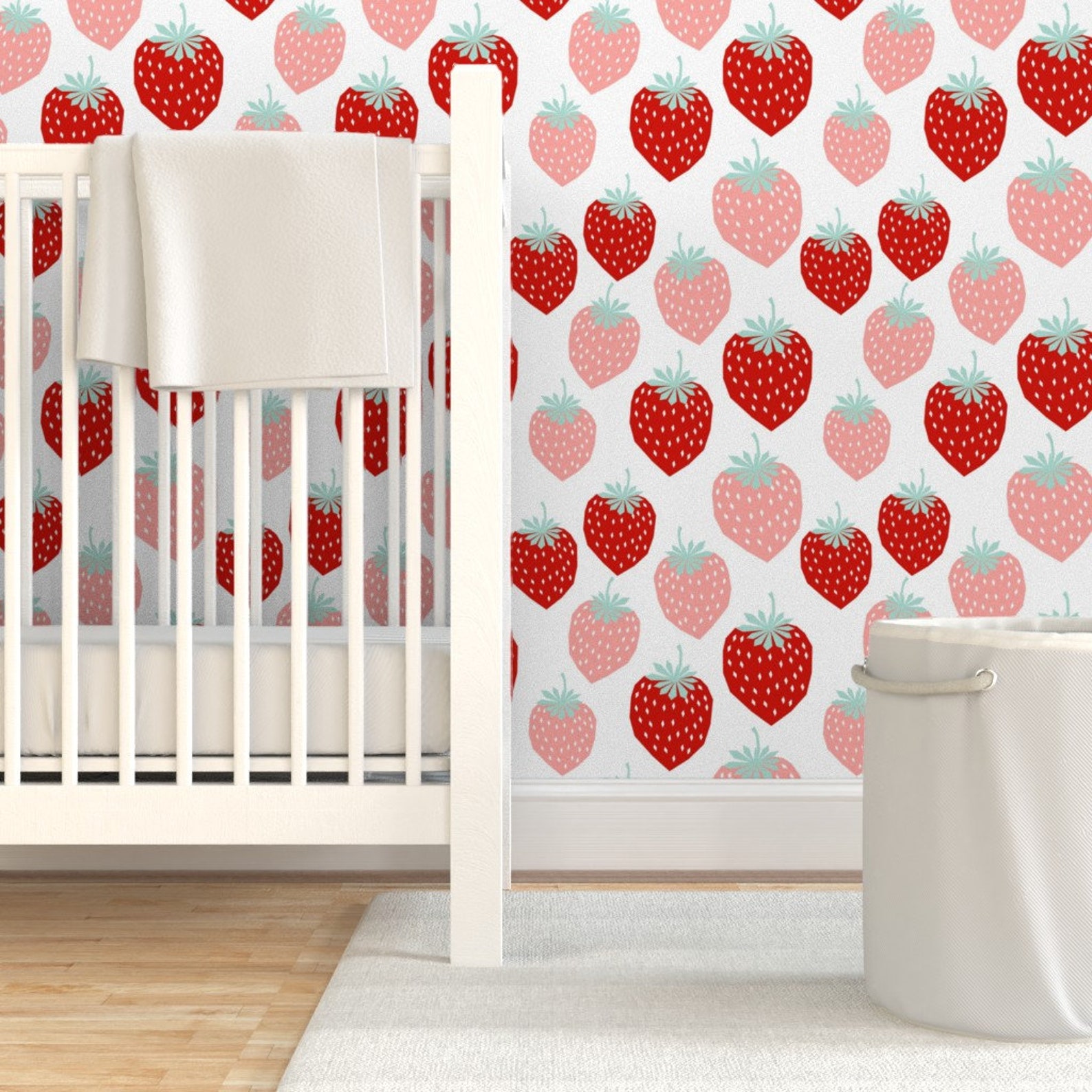 Strawberry Wallpaper Strawberries Pink Red by - Etsy