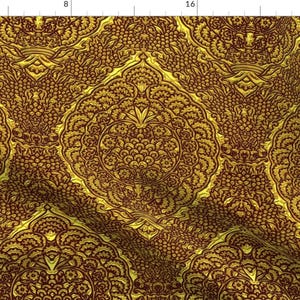 Medieval Fabric - Queen Margareta's Golden Gown Brocade Imitation By Bonnie Phantasm - Medieval Cotton Fabric By The Yard With Spoonflower