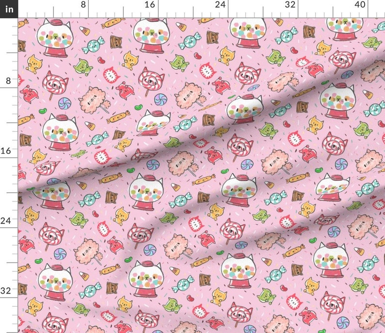 Kawaii Kitty Candy Fabric kawaii Kitty Candy by Dramacatz - Etsy