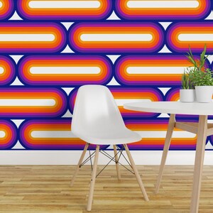 Retro Wallpaper - Sidebows // Rainbow By Circa78designs - Rainbow Custom Printed Removable Self Adhesive Wallpaper Roll by Spoonflower
