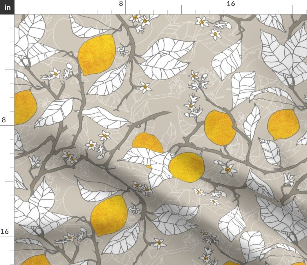 The Lemon Orchard Custom Fabric By Nouveau Bohemian Cotton Etsy Nederland
