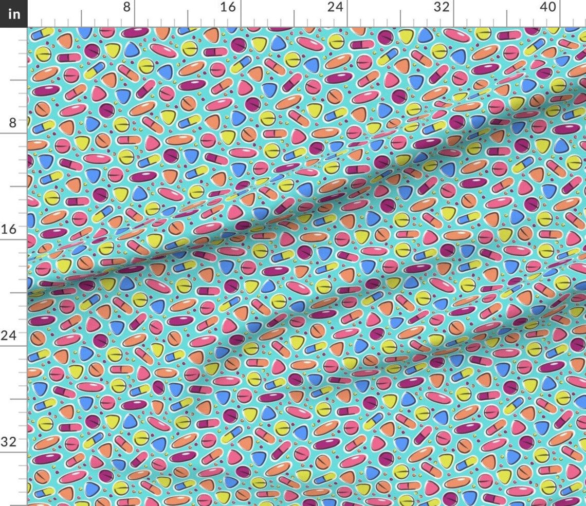 Pills Fabric Pills By Meredith Watson Colorful Medicine Etsy