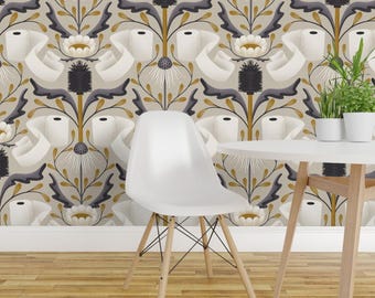 Abstract Peel and Stick Wallpaper - Bathroom Toilet Paper Damask Novelty Bath - Removable Wall Decor Art - Toilet Damask Large by sanne_paul