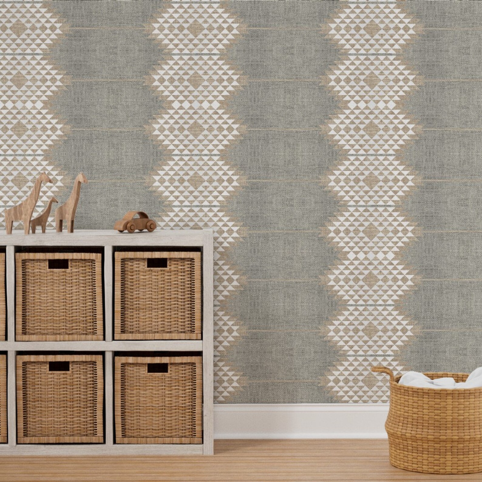 Neutral Geometric Wallpaper Atiz Diamond Large by Etsy