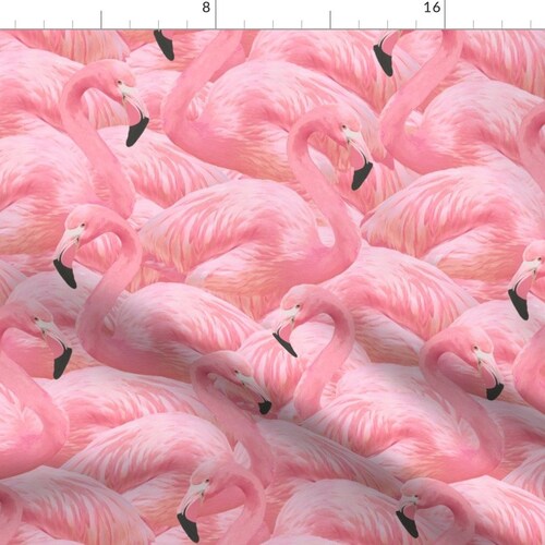 Vintage Pink and Green Flamingo Fabric Flamingo Fever in Etsy