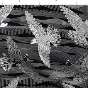 Birds Fabric - Peregrine Falcon By Elmira Arts -Birds Gray Flying Wingspan Sky Endangered Species Cotton Fabric By The Yard With Spoonflower