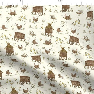 Cute Coops Fabric - Chicken Conversational1 By Stacyiesthsu - Cute Chicken Coup Kitchen Decor Cotton Fabric By The Yard With Spoonflower