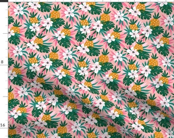 Pineapple Fabric - Hawaiian Pineapples By Alenkakarabanova - Hawaiian Tropical Fruit Floral Decor Cotton Fabric By The Yard With Spoonflower