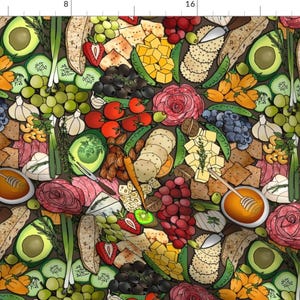 Food Fabric - Charcuterie By Irishvikingdesigns - Berries Veggies Fruit Kitchen Apron Cooking Cotton Fabric By The Yard With Spoonflower