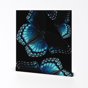 Butterfly Wallpaper-Blue Butterfly By Janelle Wooten- Emperor Butterfly Custom Printed Removable Self Adhesive Wallpaper Roll by Spoonflower
