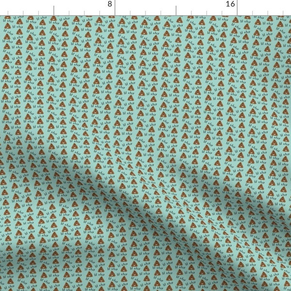 Teal Poop Fabric - Tiny - Lil Sh*T - Poop, Emoji, Poop Emoji Fabric, Sweary Fabric - Mint By Charlottewinter - Tiny Fabric With Spoonflower