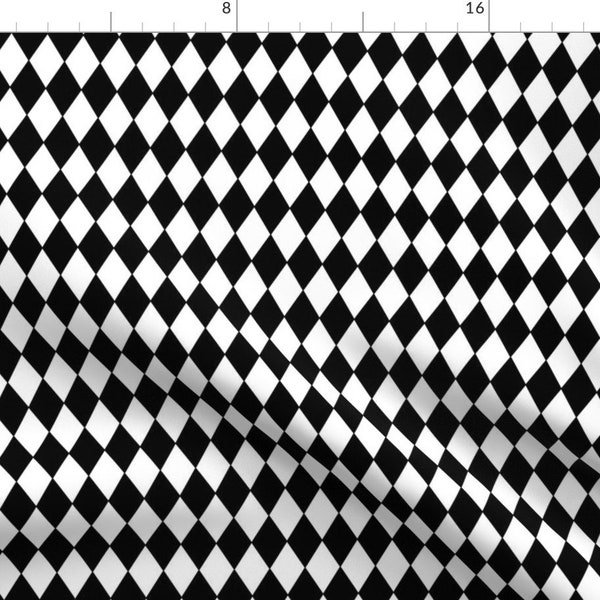 Harlequin Fabric - Harlequin Diamonds  Black White Small By Peacoquettedesigns - Harlequin Check Cotton Fabric By The Yard With Spoonflower