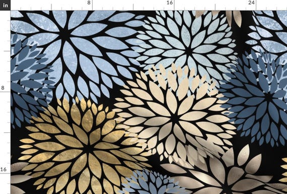 Large Scale Floral Fabric - Dahlias by nhuntsman - Colorful Dahlias Botanical Nature Spring Nursery Fabric by the Yard by Spoonflower