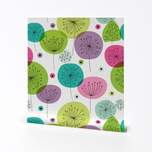 Vintage Wallpaper - Retro Style Poppy Flowers By Littlesmilemakers - Custom Printed Removable Self Adhesive Wallpaper Roll by Spoonflower