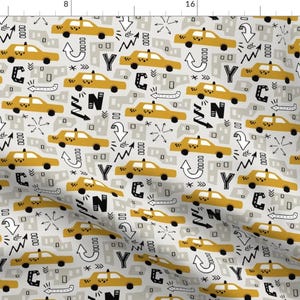 New York Yellow Taxi City Traffic Roads Fabric - Ny By Yuliia Studzinska - New York Driving Cotton Fabric By The Yard With Spoonflower