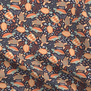 Turtle Fabric - Turtles By Yuliia Studzinska - Turtle Print Nautical Ocean Natural Sea Turtles Cotton Fabric By The Yard With Spoonflower