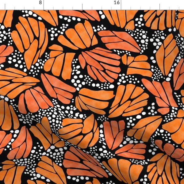 Orange Monarch Butterfly Fabric - Orange Monarch Butterfly By Thestylesafari - Monarch Butterfly Cotton Fabric By The Yard With Spoonflower